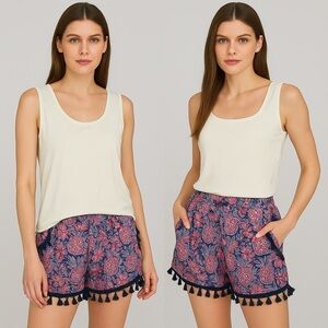 Simply Southern Pineapple Tassel Lined Shorts 2” High Rise L/XL